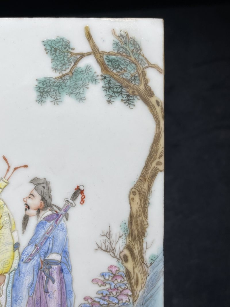 民国 粉彩八仙人物纹瓷板一组四件 - 图4