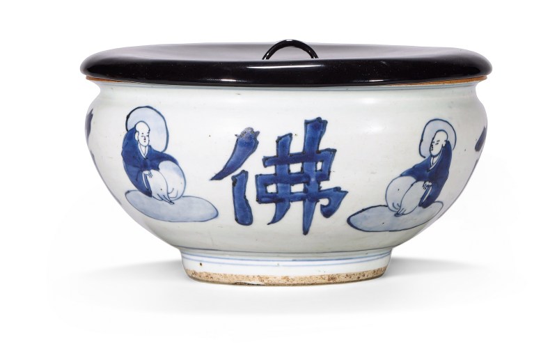 清顺治 青花阿弥陀佛纹香炉