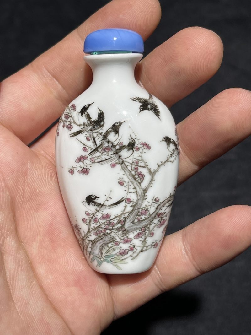 清晚期 粉彩喜鹊登梅鼻烟壶 - 图2
