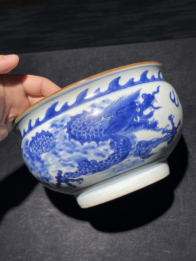 清顺治 青花云龙纹香炉 - 图4
