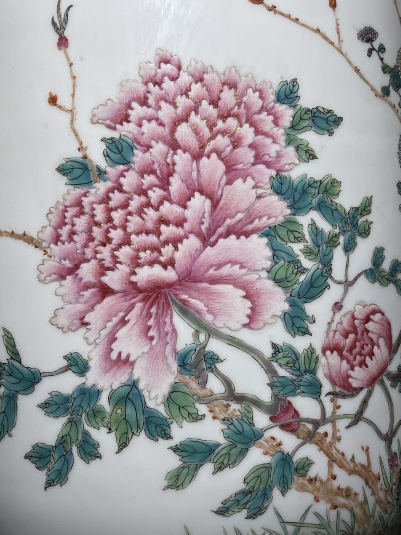 民国 粉彩花鸟纹大瓶 - 图7
