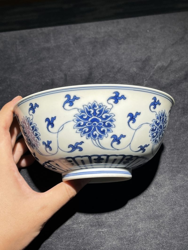 清道光 青花缠枝莲纹碗 - 图2
