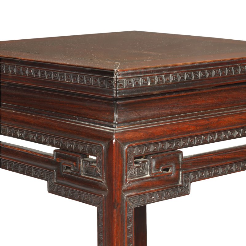 清 紫檀貼面有束腰香幾 | A RARE PAIR OF ZITAN-VENEERED INCENSE STANDS, XIANGJI - 图2