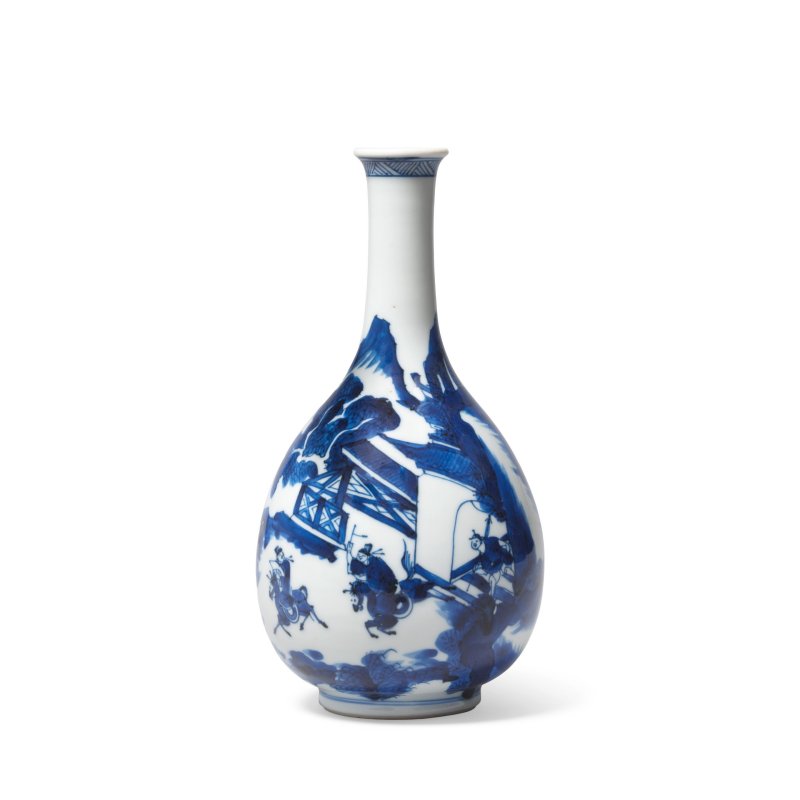 清康熙 青花蕭何月下追韓信圖長頸瓶 | A BLUE AND WHITE 'HAN XIN' PEAR-SHAPED VASE - 图5