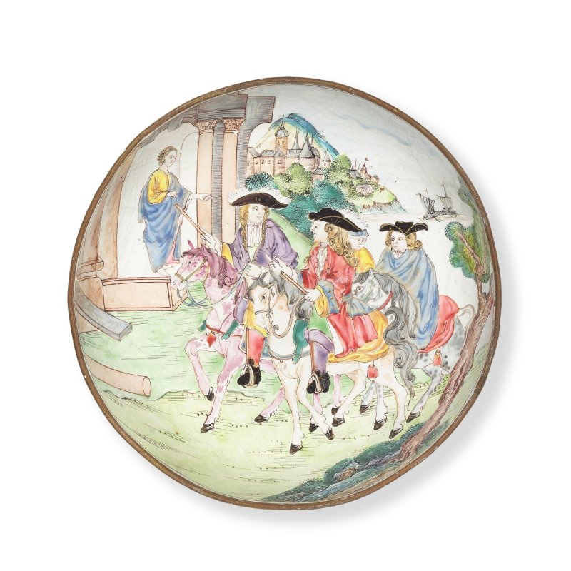 十八世紀 畫琺琅西洋人物盤 | A PAINTED ENAMEL EUROPEAN-SUBJECT DISH - 图1