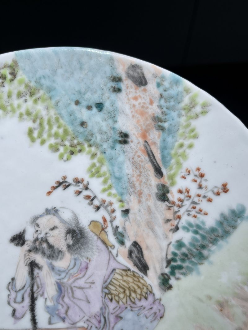 清代 青花、粉彩瓷板一组两件 - 图14