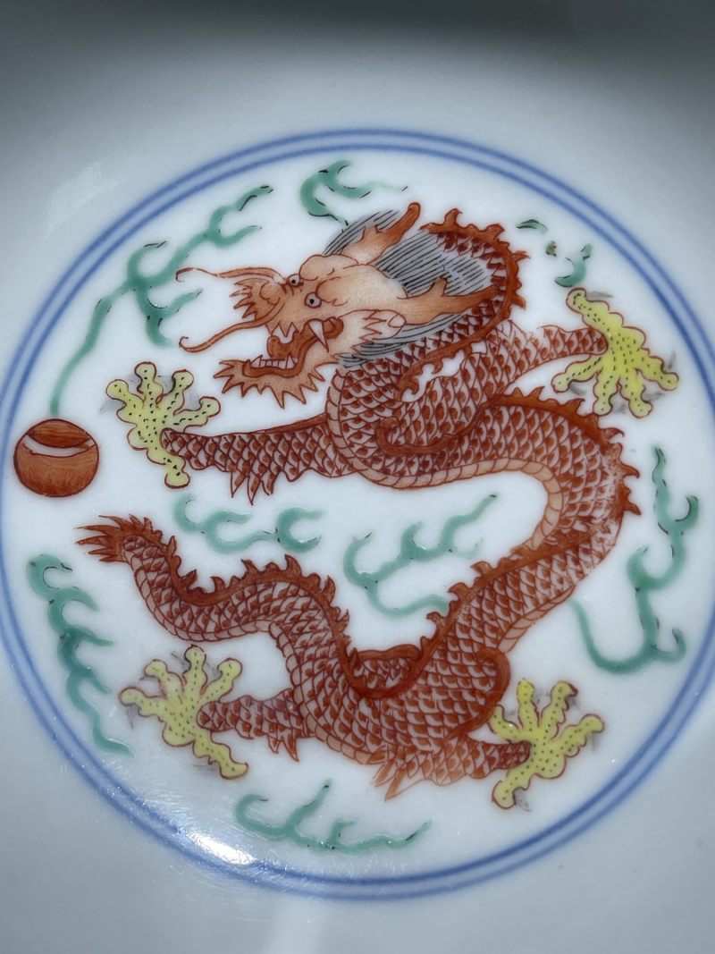 清道光 五彩龙凤纹碗 - 图7