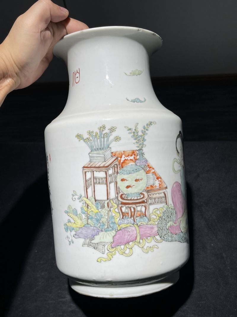 清晚期 粉彩二美图灯笼尊 - 图3