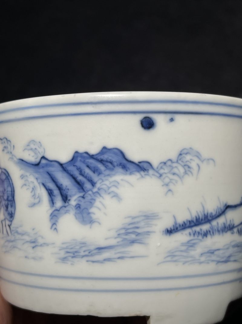 明崇祯 青花山水高士纹琴炉 - 图8
