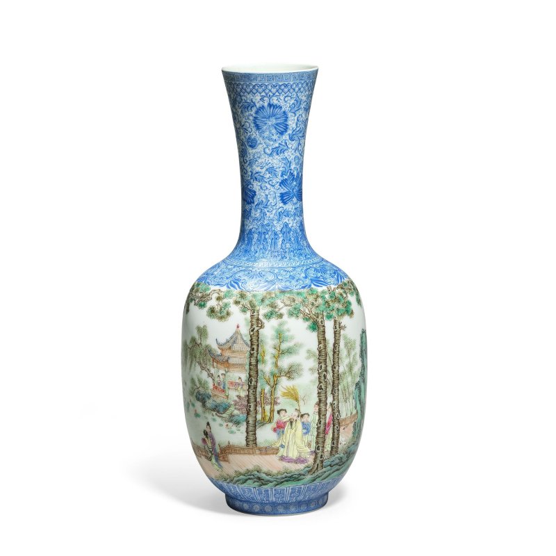 民國 粉彩人物園景圖瓶 | A FAMILLE ROSE 'EGGSHELL' VASE - 图1