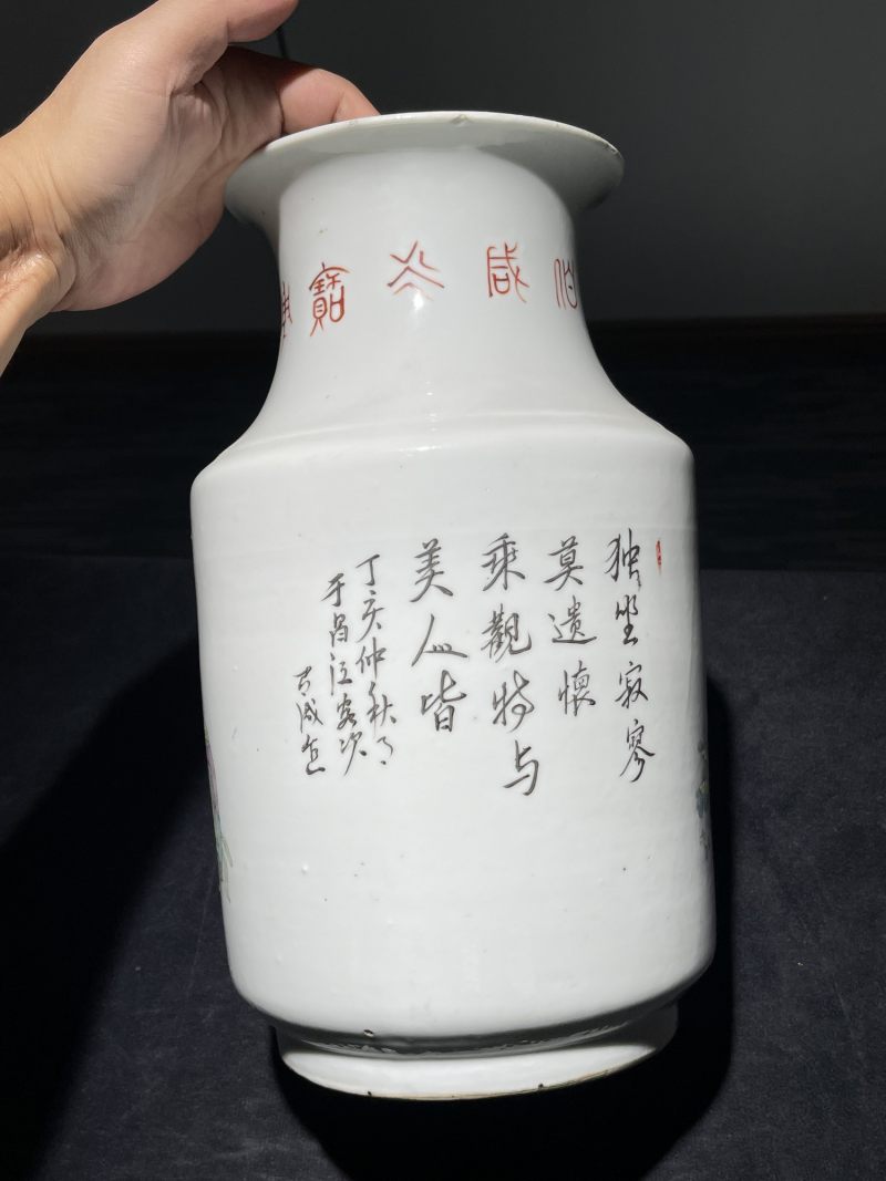 清晚期 粉彩二美图灯笼尊 - 图4