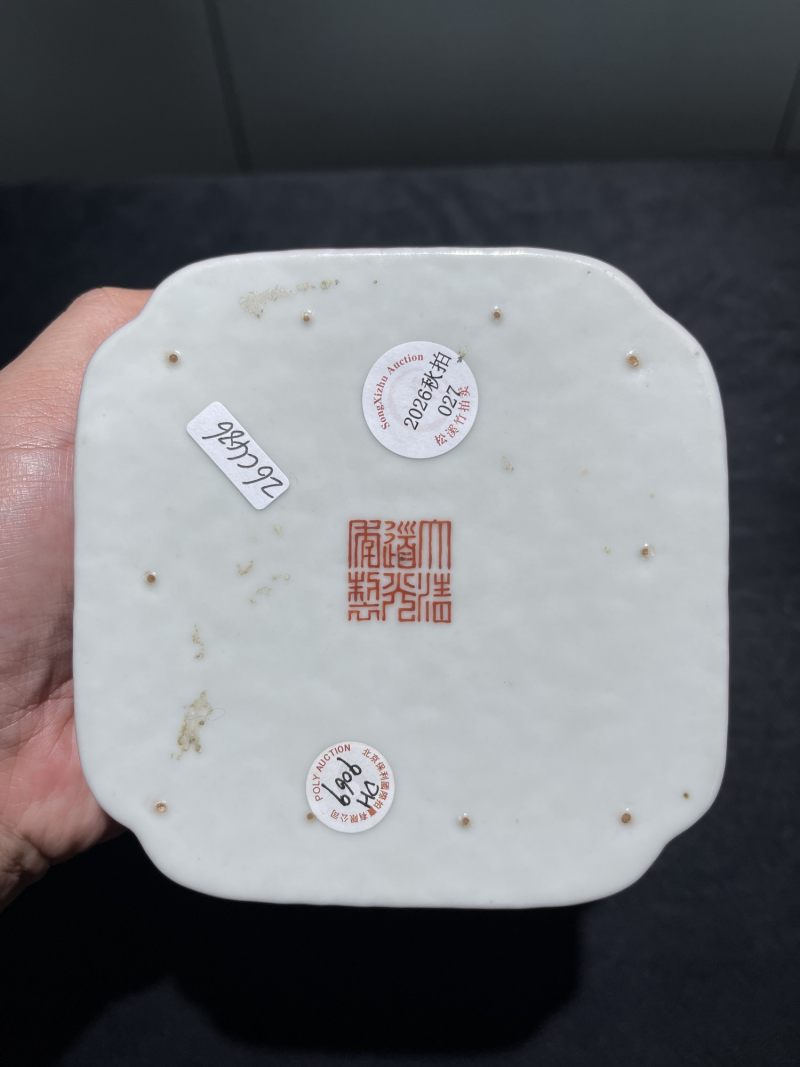 清道光 藕粉地花卉纹洗 - 图9