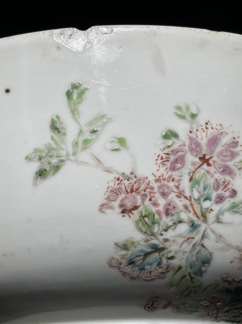 清晚期 浅绛彩花鸟纹大碗 - 图7