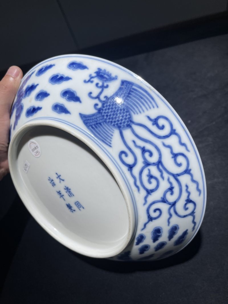 清同治 青花对头凤纹盘 - 图6