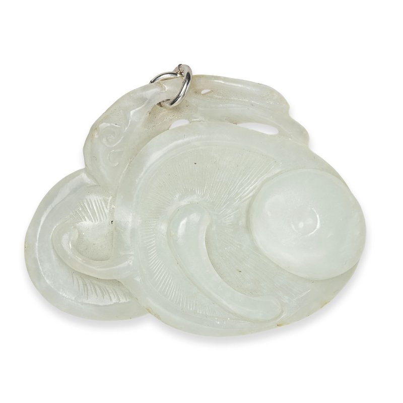 十九世紀 白玉蘑菇珮 | A WHITE JADE 'MUSHROOM' PENDANT