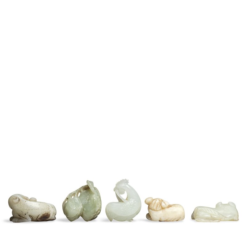 清 玉雕動物一組五件 | A COLLECTION OF FIVE JADE CARVINGS OF ANIMALS - 图2