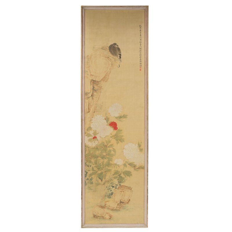 張翎 岩上栖鳥圖 設色絹本 裝框 一七五零年 | ZHANG LING (ACTIVE 18TH CENTURY) - 图2