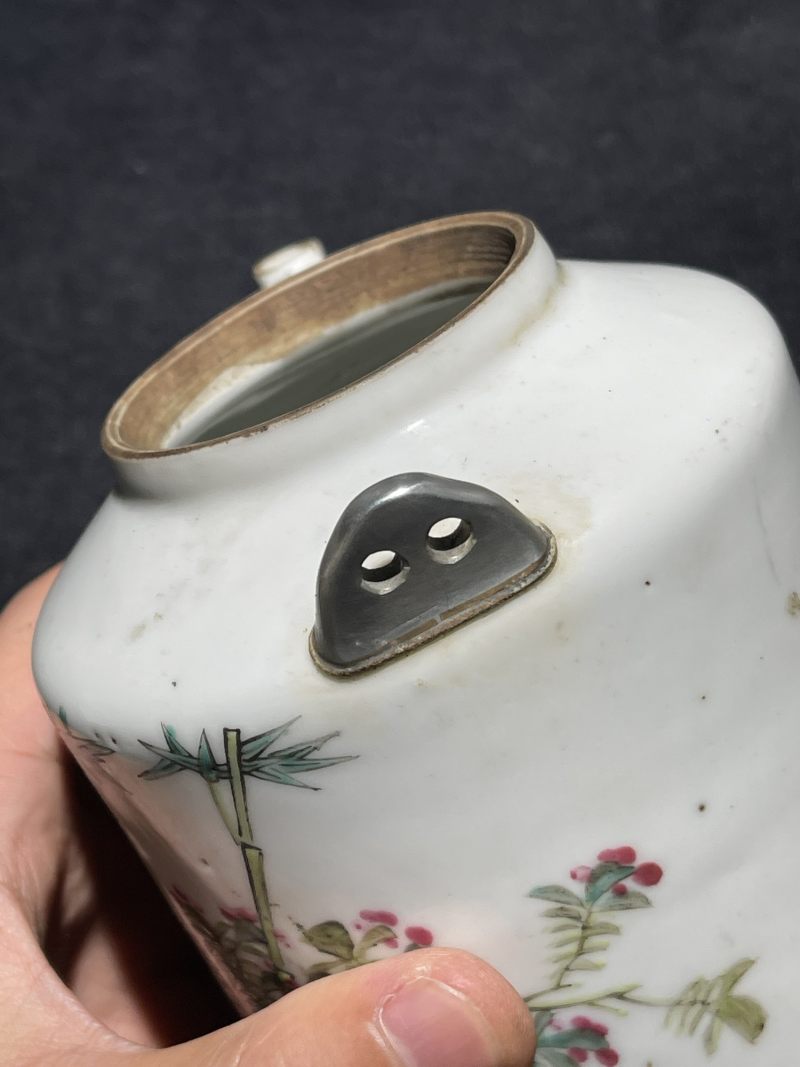 民国 粉彩花鸟纹茶壶一组12件 - 图52