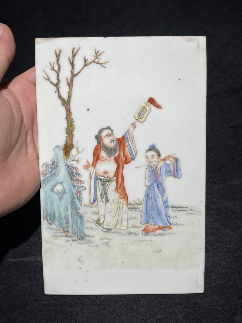民国 粉彩八仙人物纹瓷板一组四件 - 图7