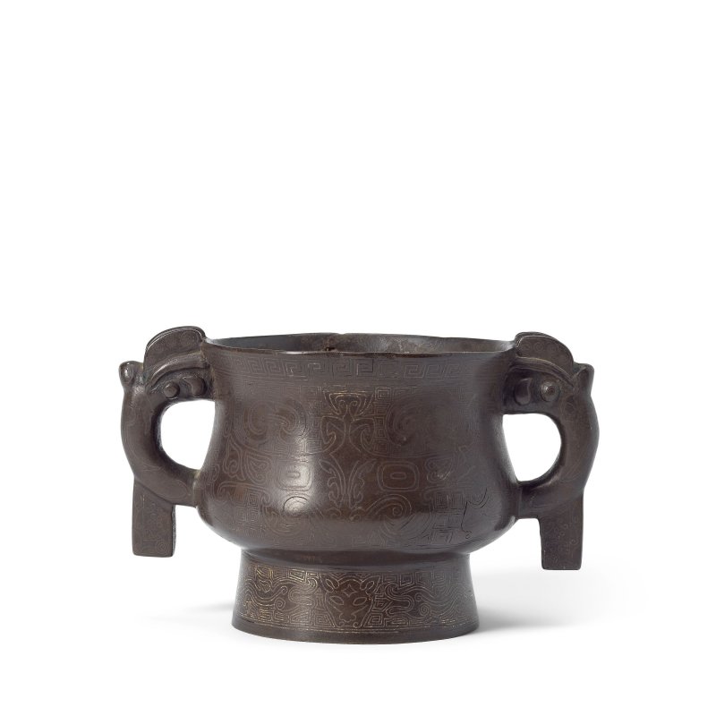 十七世紀 銅嵌銀仿古簋 | A SILVER-INLAID BRONZE ARCHAISTIC INCENSE BURNER, GUI