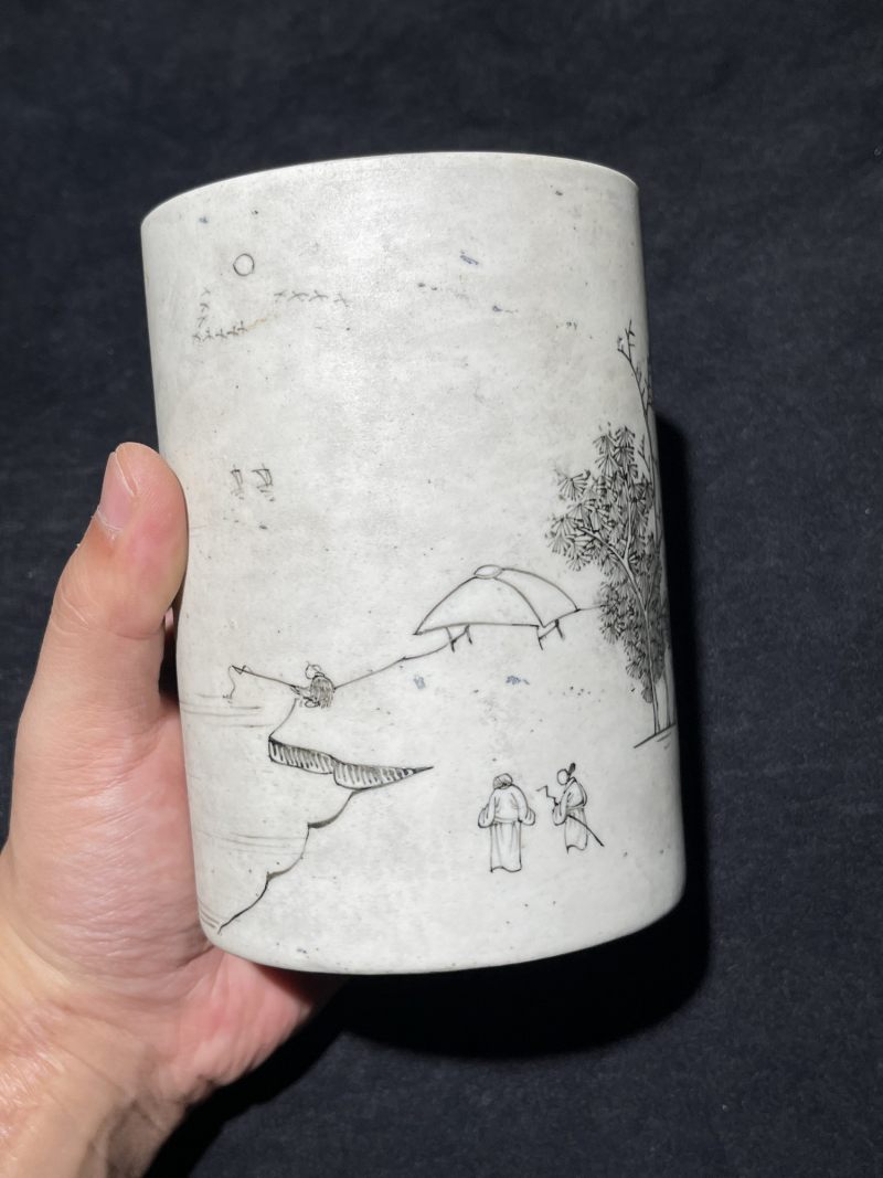 清代 粉彩、青花笔筒一组4件 - 图4