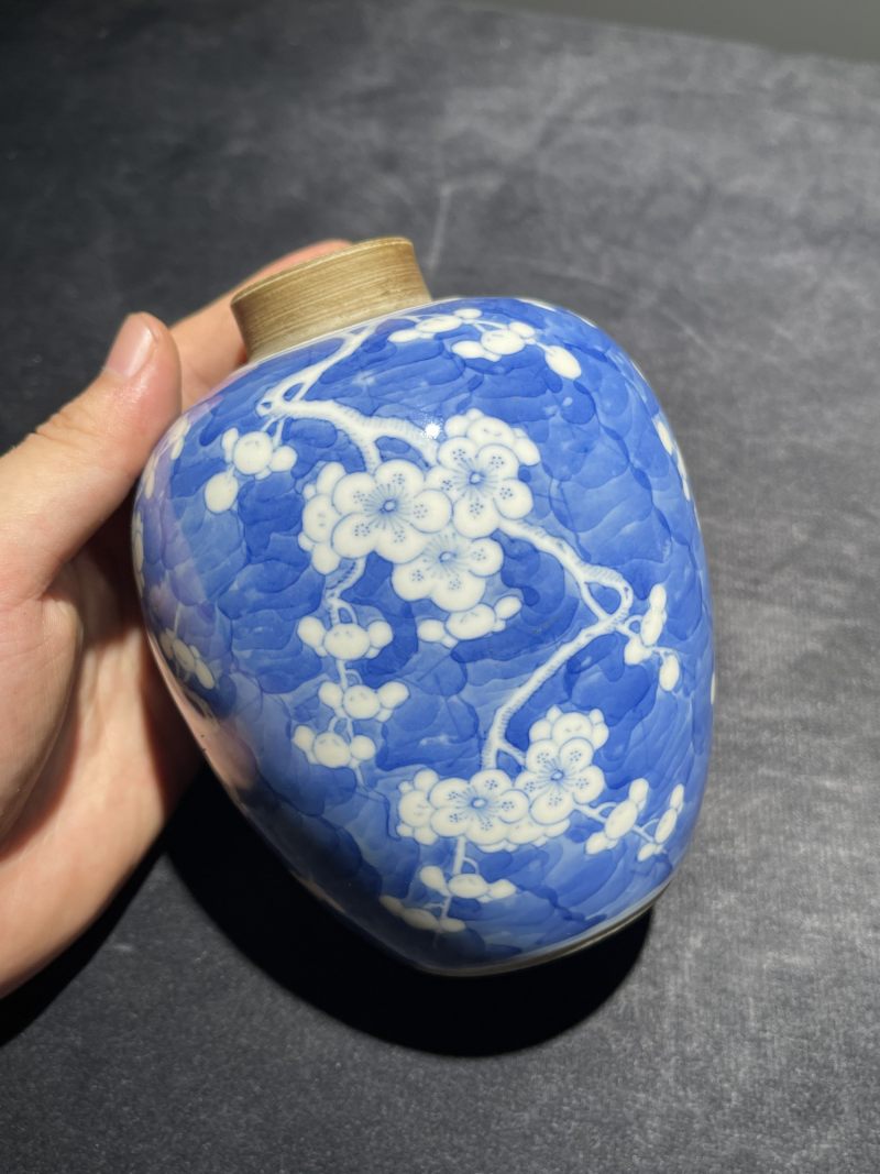 清代 青花小罐、小卷缸一组8件 - 图3