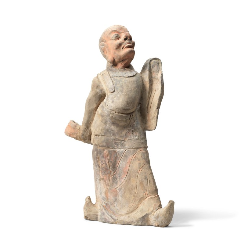唐 陶加彩胡人俑 | A RARE PAINTED POTTERY FIGURE OF A FOREIGNER