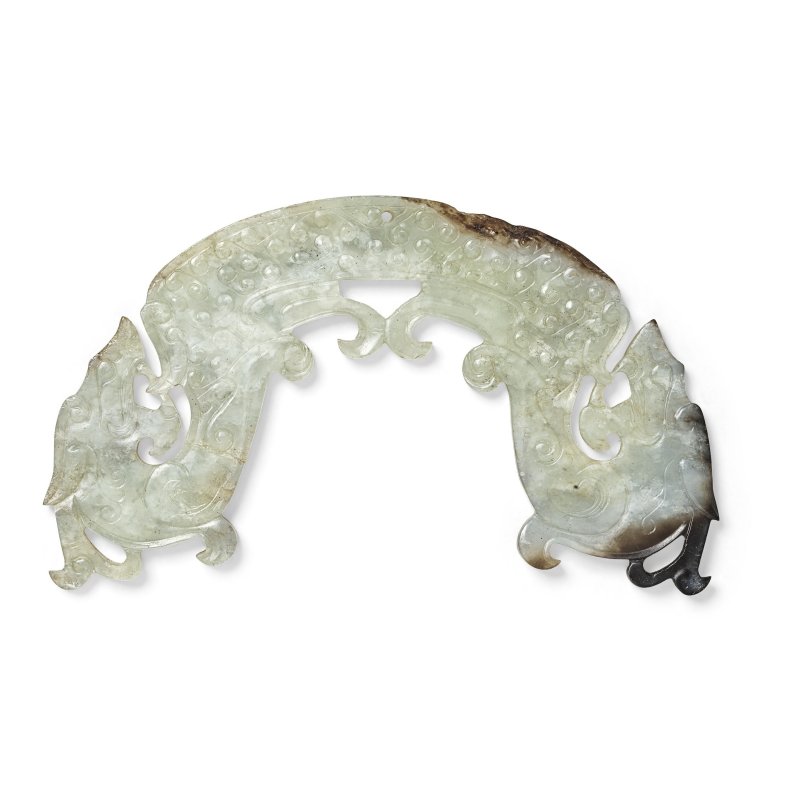 二十世紀 白玉龍紋璜 | A WHITE JADE DRAGON-FORM PENDANT, HUANG - 图2