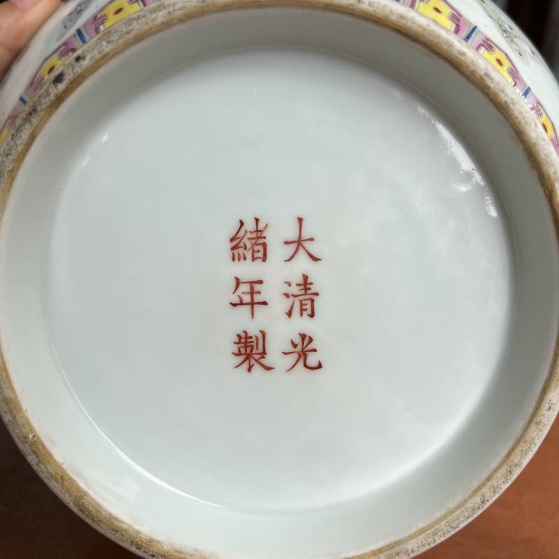 清光绪 粉彩百蝶纹玉堂春瓶一对 - 图70