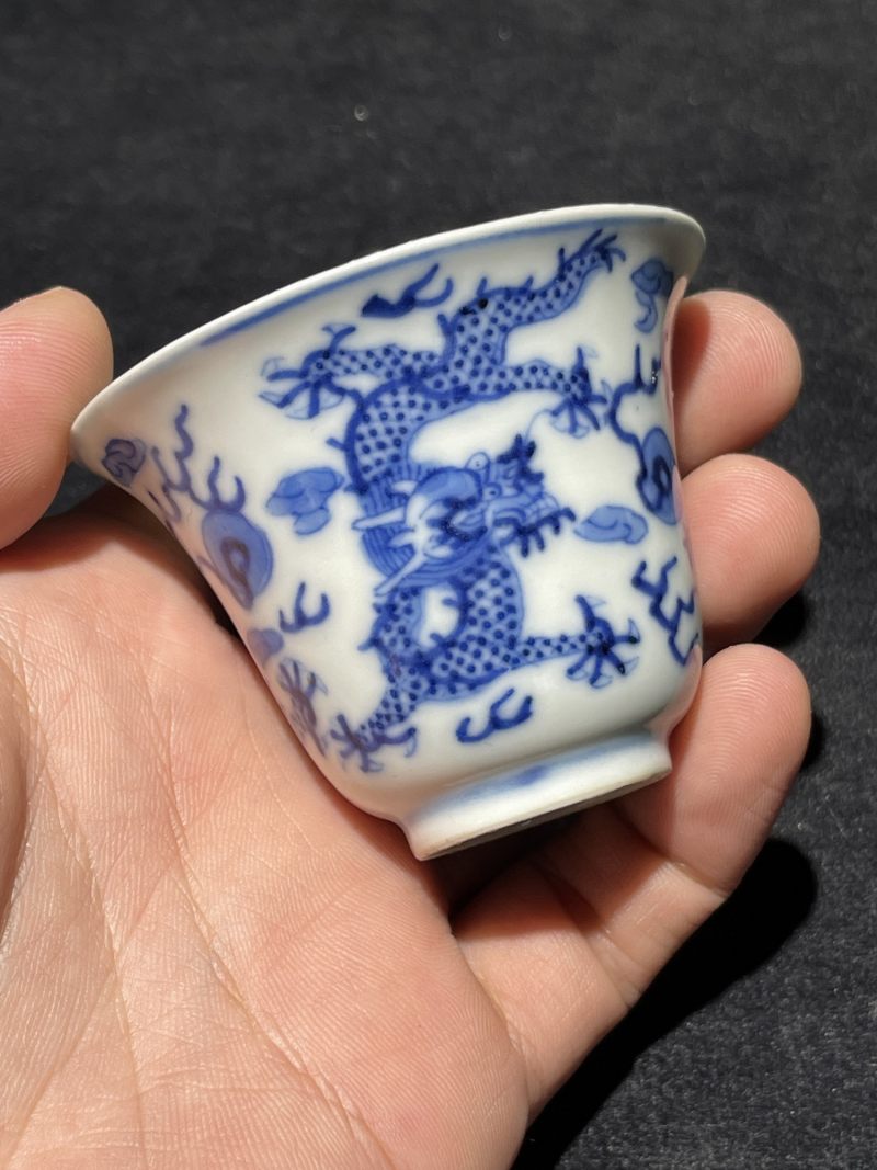 清光绪 青花龙纹杯一对 - 图7