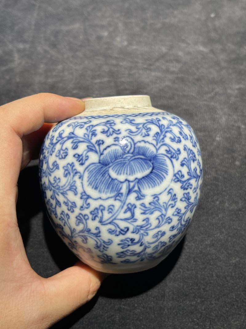 清代 青花小罐、小卷缸一组8件 - 图26