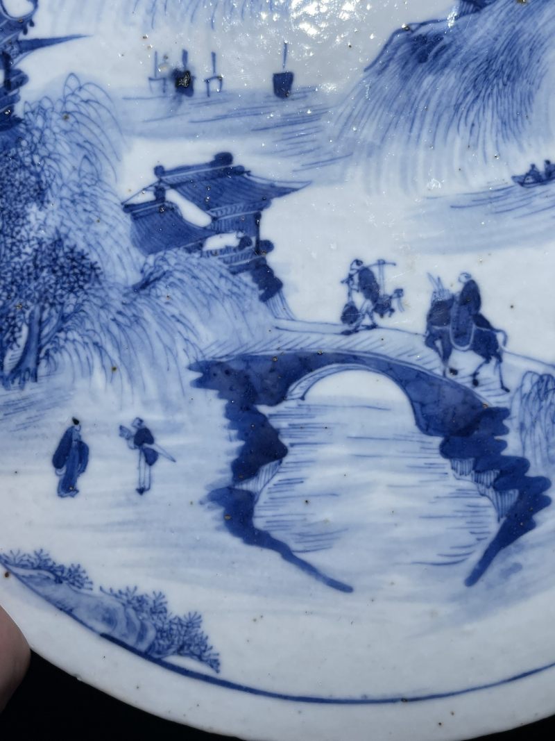 清代 青花、粉彩瓷板一组两件 - 图4