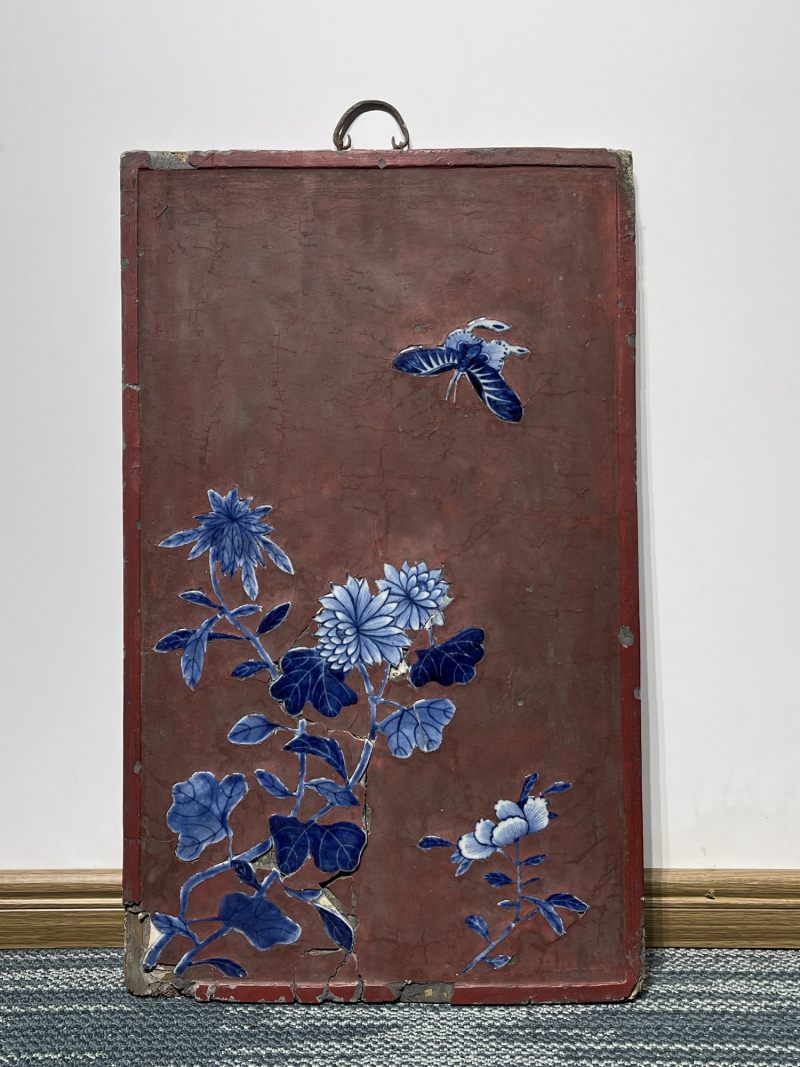 清乾隆 青花花鸟纹挂屏 - 图2