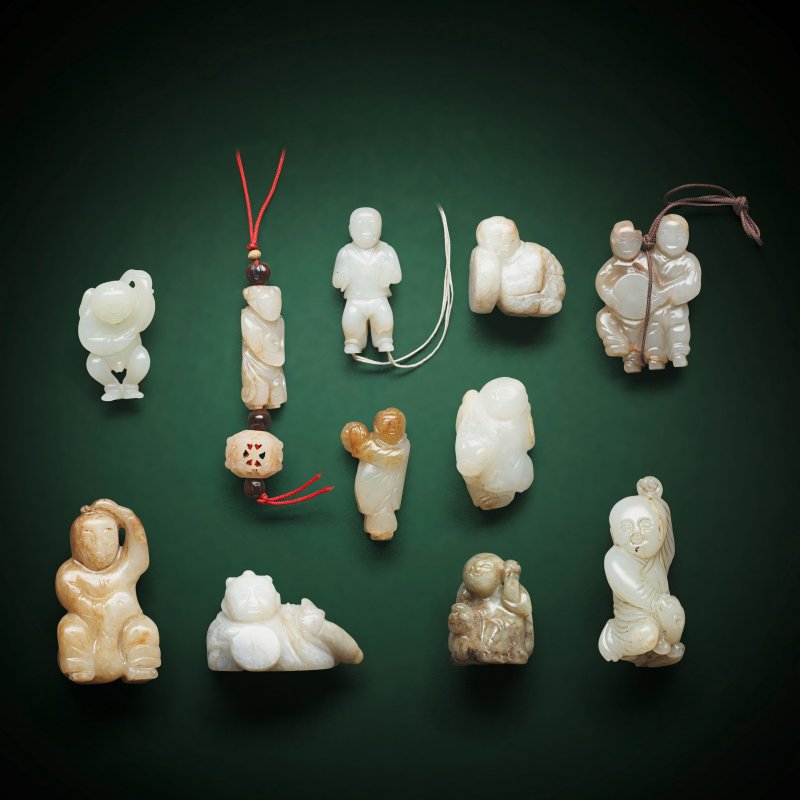 ELEVEN JADE BOYS AND ANIMAL CARVINGS - 图1