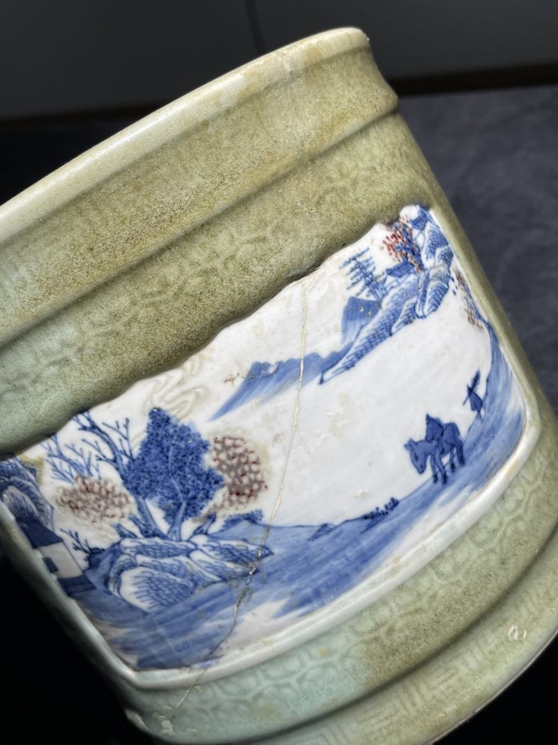 清早期 青花、青花釉里红笔筒一组2件 - 图11