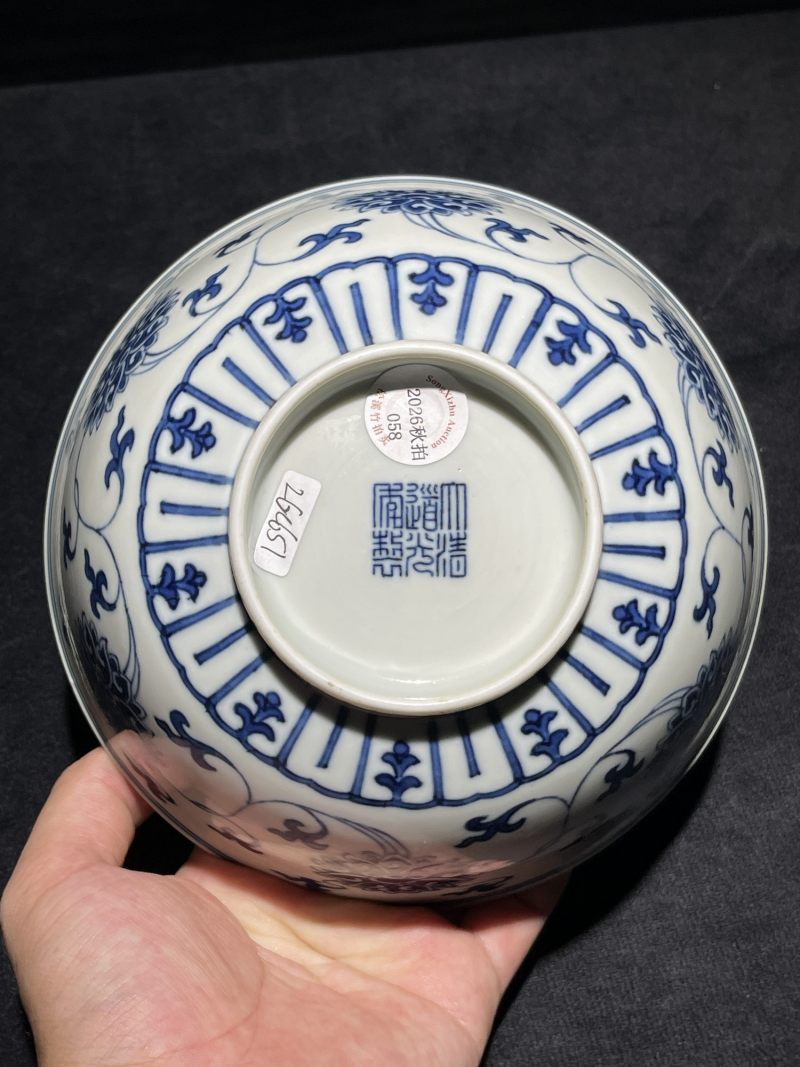 清道光 青花缠枝莲纹碗 - 图6