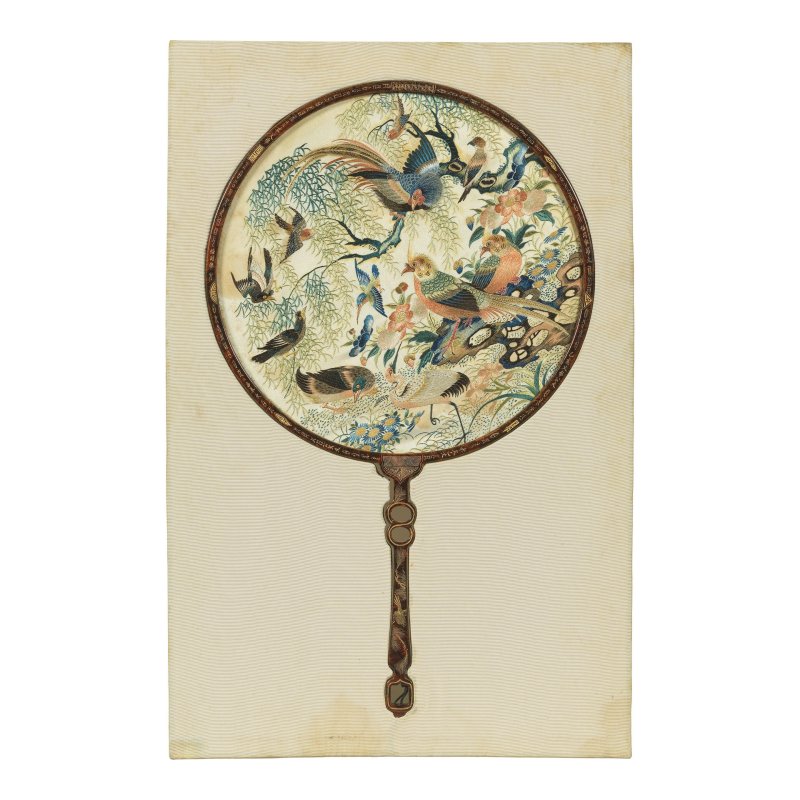 清晚期 緞綉百鳥紋扇一對 | A PAIR OF SILK EMBROIDERED 'HUNDRED BIRDS' FANS - 图7