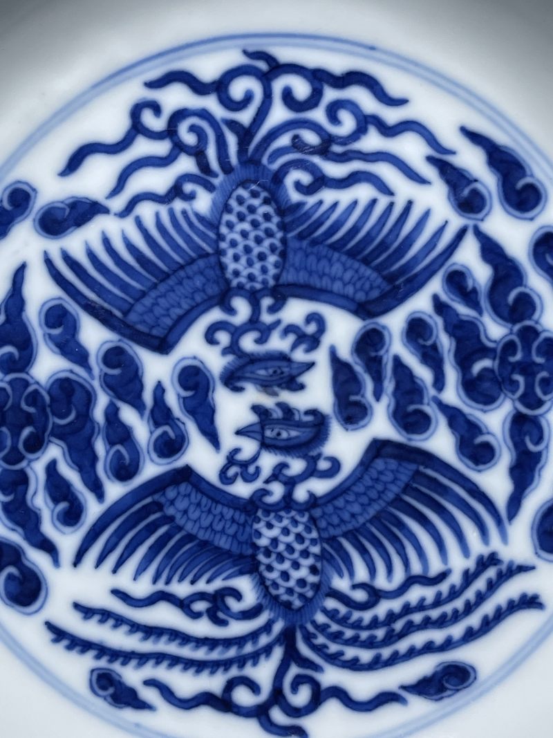 清光绪 青花对头凤纹盘 - 图3