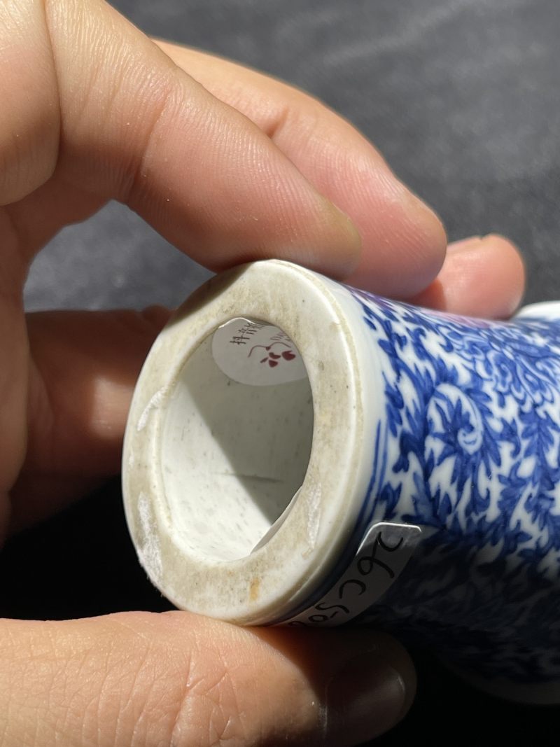清中期 青花缠枝莲纹轴头一对 - 图8
