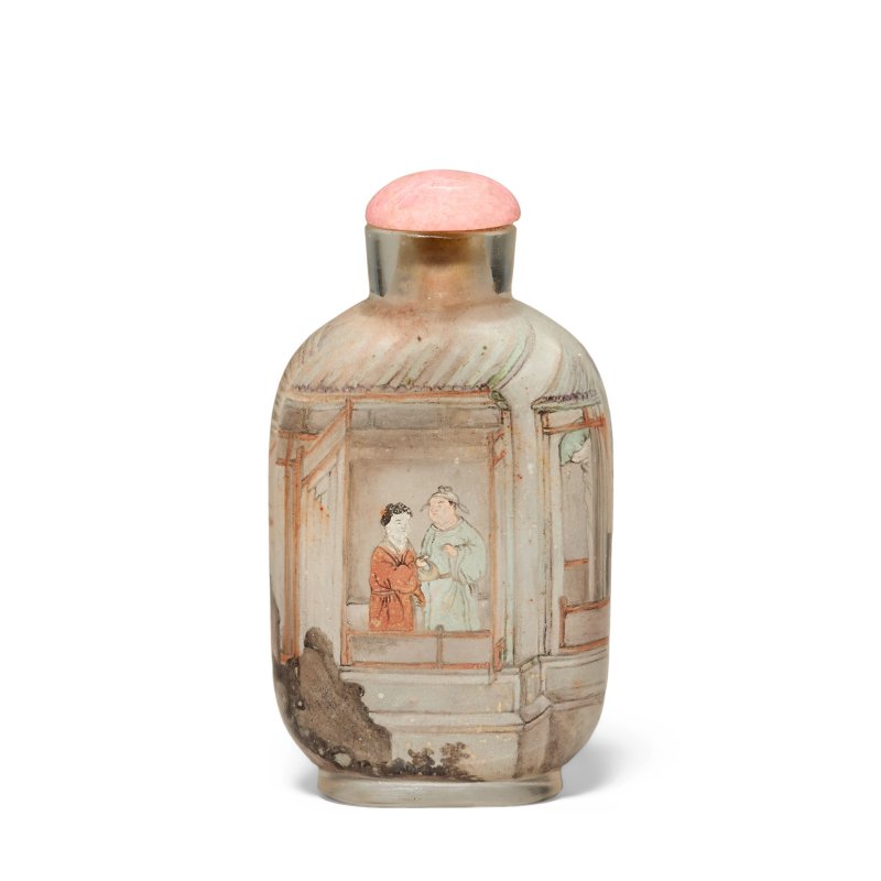 約一八九二至一九零一年 湯子川 玻璃内畫鼻烟壺 | AN INSIDE-PAINTED SNUFF BOTTLE - 图2