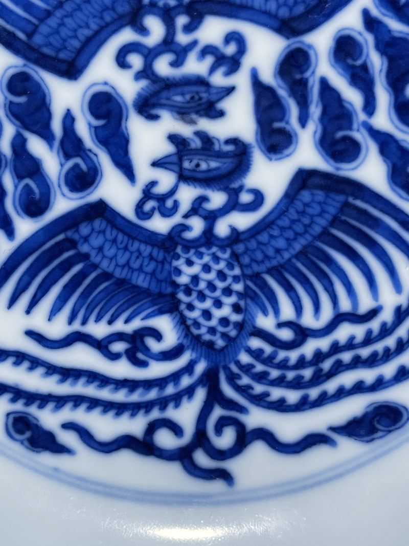 清光绪 青花对头凤纹盘 - 图4