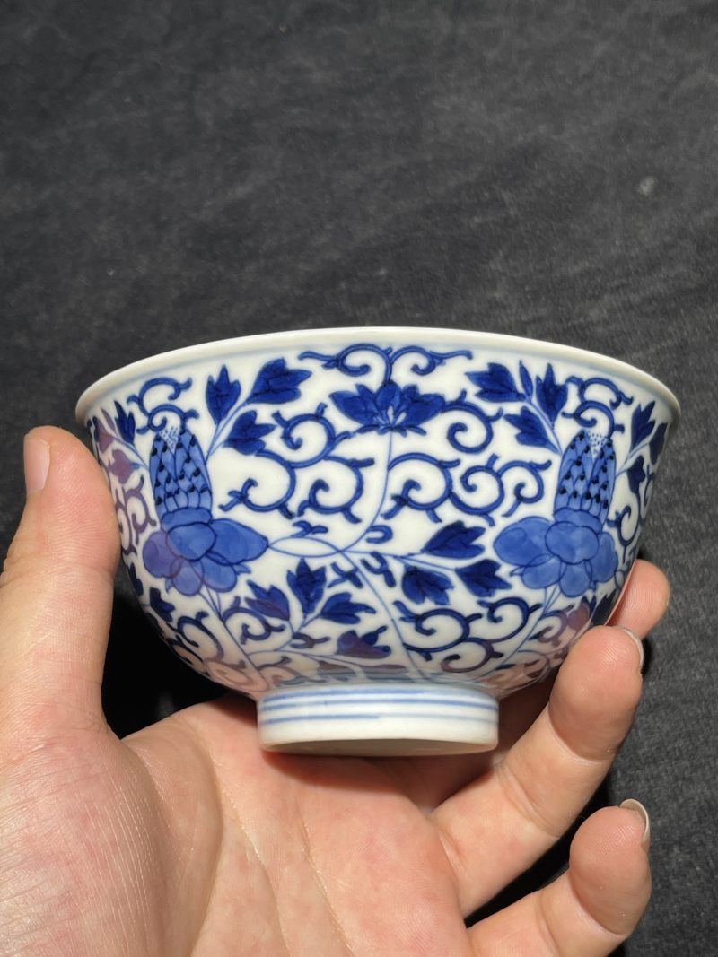 清光绪 青花缠枝牡丹纹小碗一对 - 图10