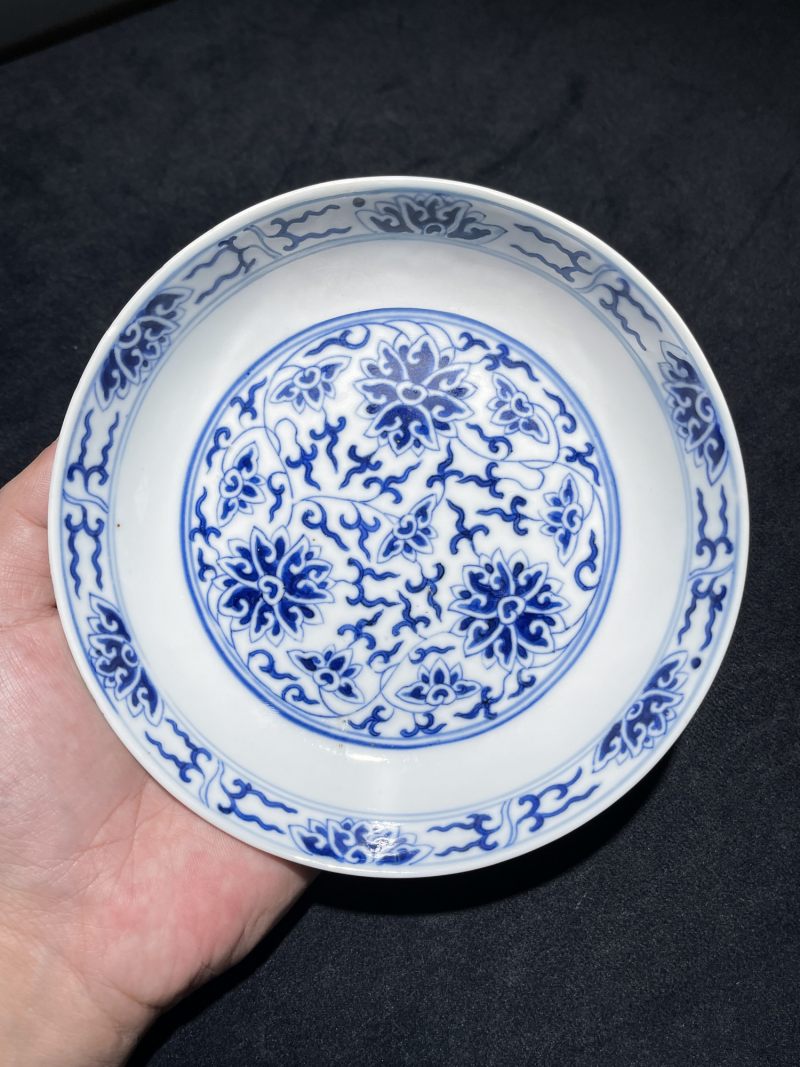 清光绪 青花缠枝莲纹盘 - 图2