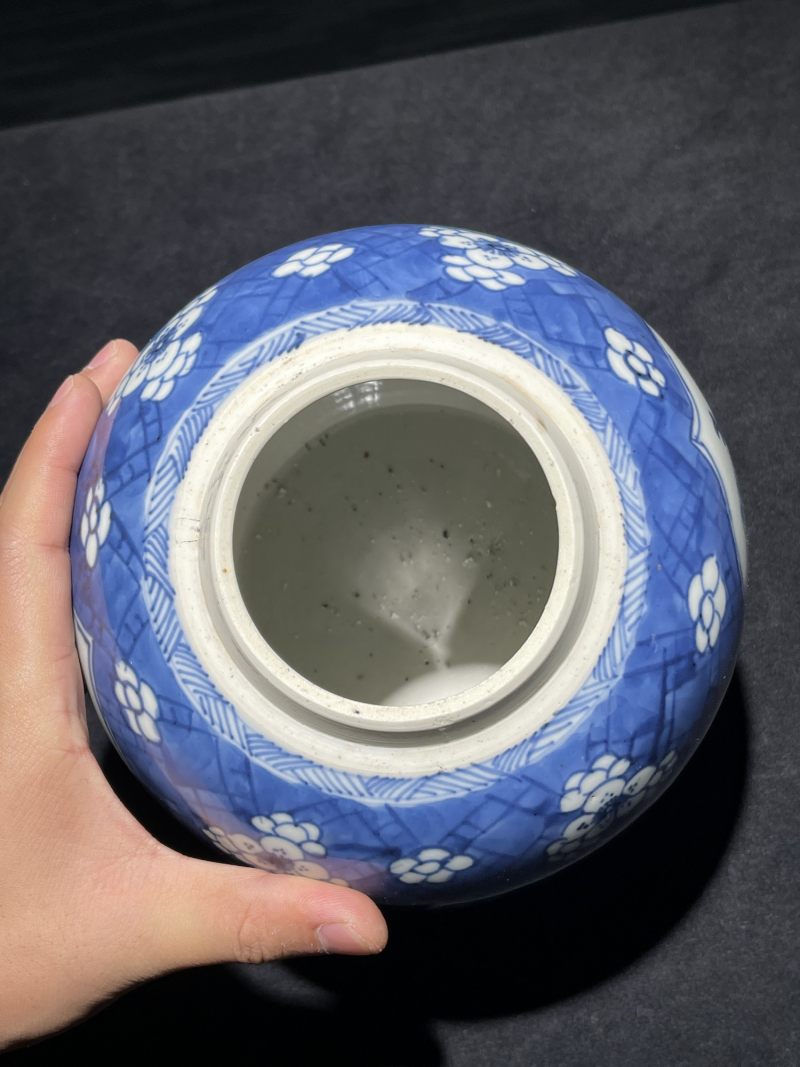 清康熙 冰梅开光博古纹罐 - 图6