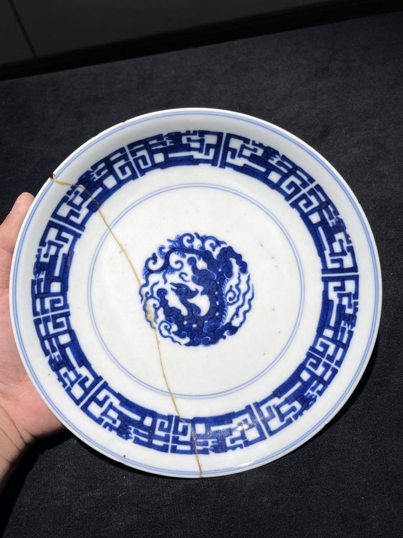 清雍正 青花龙纹盘 - 图2