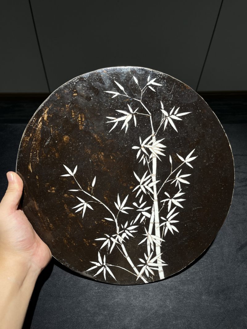 清晚期 墨地留白节节高升纹瓷板 - 图2