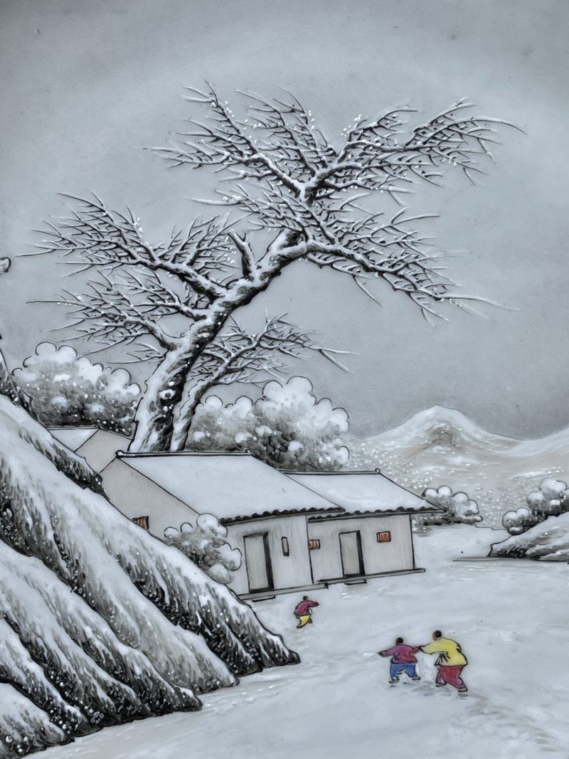 50年代 粉彩雪景图盘 - 图3