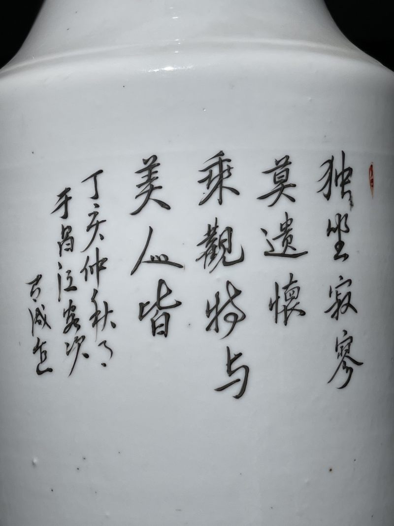 清晚期 粉彩二美图灯笼尊 - 图8