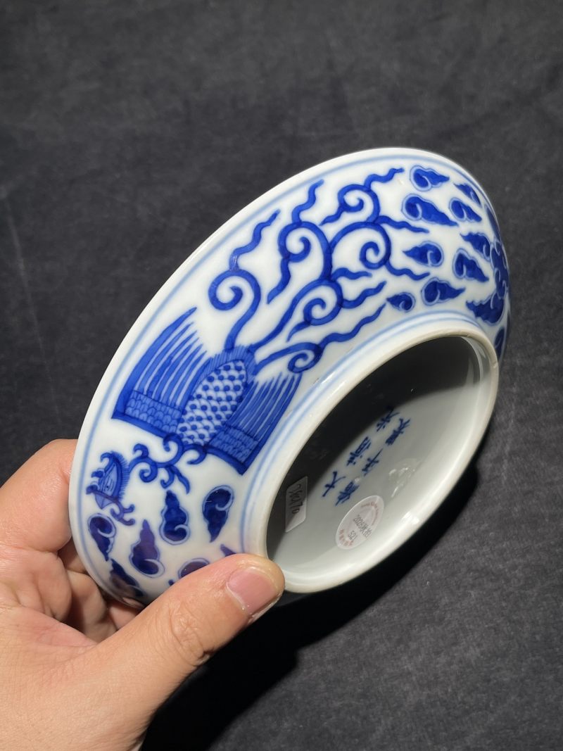 清光绪 青花对头凤纹盘 - 图5