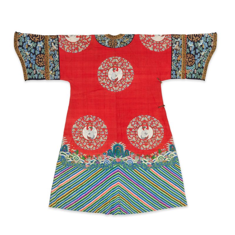 清晚期 紅地緙絲團鶴紋袍 | A RED-GROUND KESI 'CRANE ROUNDELS' ROBE - 图10